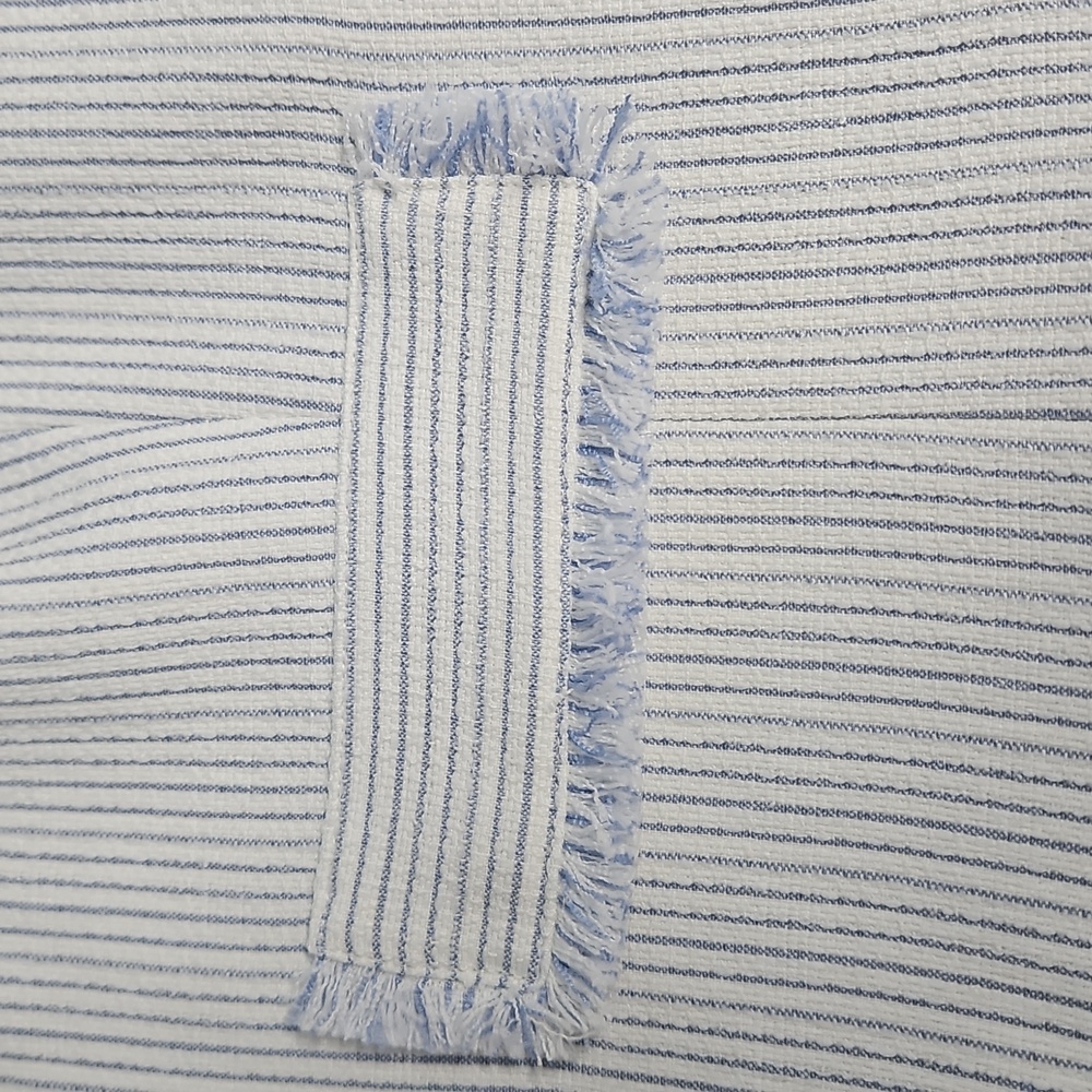 Preston & York Judith Boucle Tweed Round Neck Jacket: Blue/White Stripe:Size- 12 - Picture 6 of 14